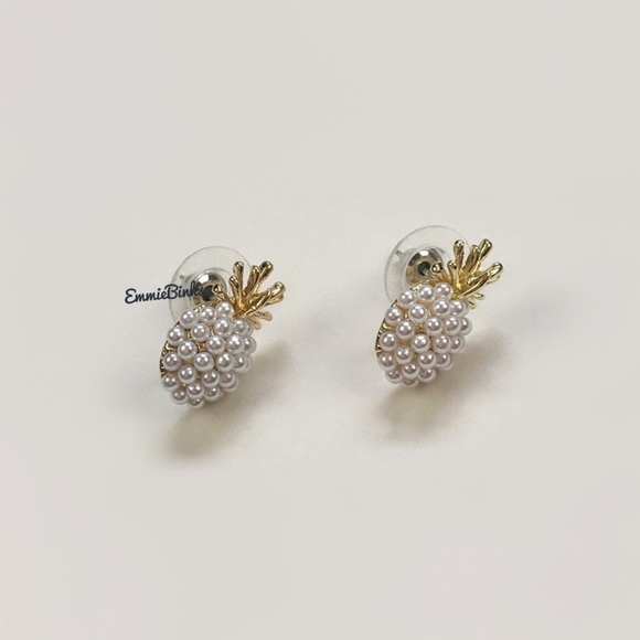 New Free People Pineapple Fruit Stud Earrings ~ Minimalist Vibes - Picture 3 of 13